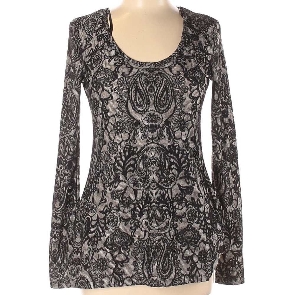 BKE Boutique Long Sleeve Damask Top